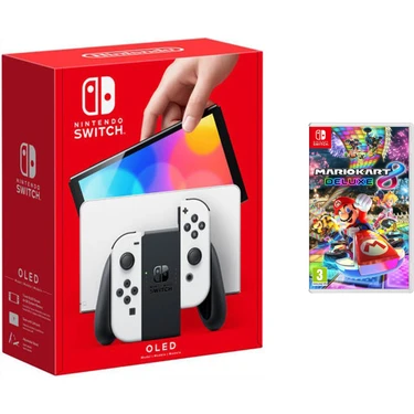 Nintendo Switch OLED Beyaz Yeni Nesil Konsol 64GB + Mario Kart 8 Deluxe Oyunlu