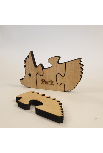 1 Fark - 4 Parçalı Eğitici Masif Ahşap Puzzle - Hayvanlar - Boya Setli