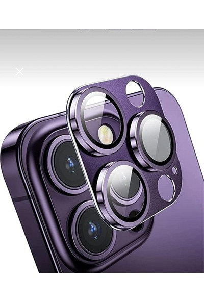 Arazon Apple iPhone 14 Pro / Pro Max Uyumlu Kamera Lens Koruyucu Metal Çerçeveli