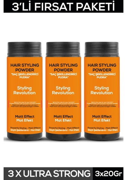Saç Şekillendirici Pudra Toz Wax Ultra Strong Turuncu 20GR X3 + 1018 Tarak'ı 4'lü Set modelleri