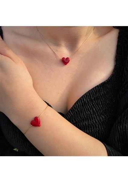 Kalpli Kolye ve Bileklik Set