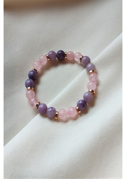 Lepidolit, Pembe Kuvars Doğaltaş Bileklik