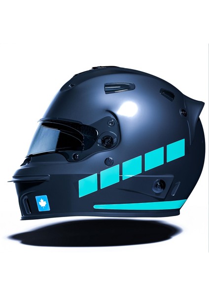 Şerit Tasarımlı Nane Yeşili Motosiklet Kask Sticker Çınar Extreme