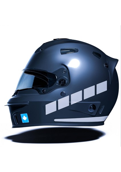 Şerit Tasarımlı Taş Grisi Motosiklet Kask Sticker Çınar Extreme