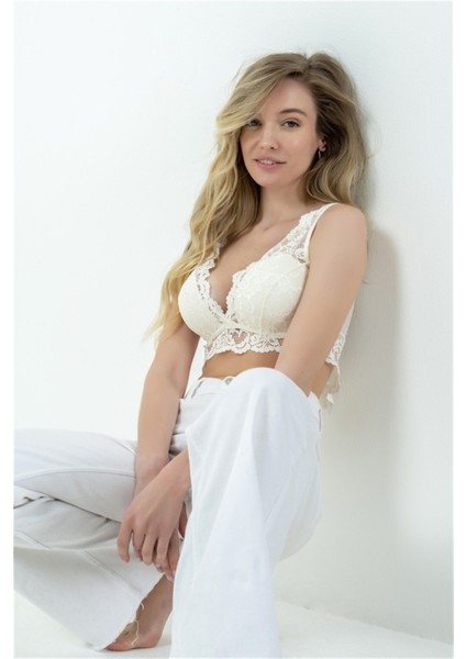 1570 Kadın Ekru Dolgulu Dantelli Bralet