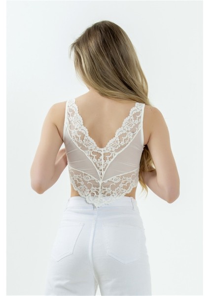 1570 Kadın Ekru Dolgulu Dantelli Bralet fiyatları