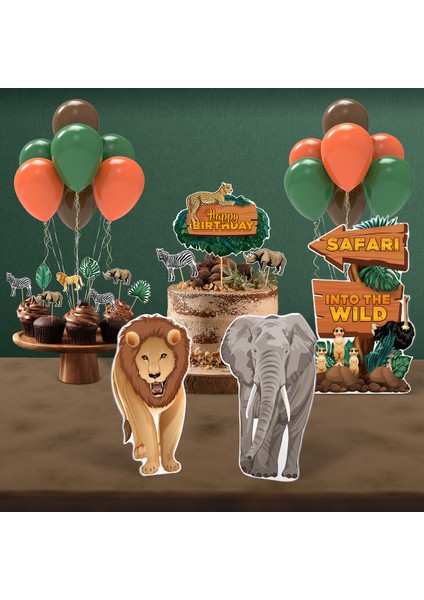 Safari Temalı Erkek Çocuk Doğum Günü Parti Seti - Mini
