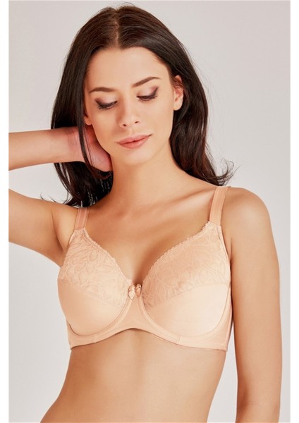 6297 Kadın Ten Dantelli Içi Boş Toparlaycı Sütyen
