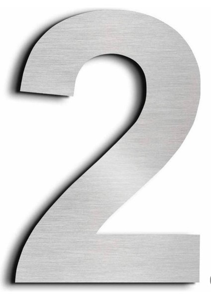 Kapı Numarası 6 cm No 2, Paslanmaz Çelik Kendinden Yapışkanlı