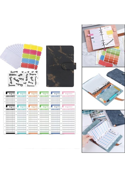 Strade Store A6 Defter Binder Fermuar Zarflarla Şeffaf Cepler Pu Deri Siyah (Yurt Dışından)