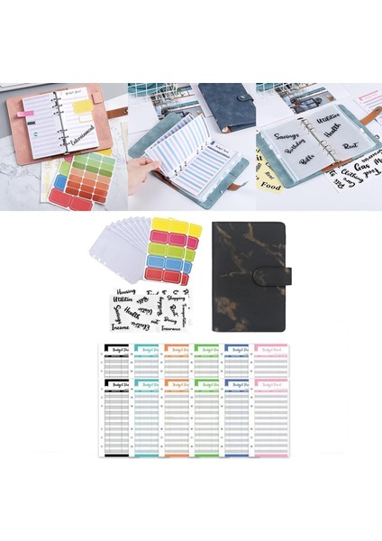 Strade Store A6 Defter Binder Fermuar Zarflarla Şeffaf Cepler Pu Deri Siyah (Yurt Dışından)