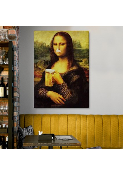 Bira Içme Mona Lisa Kanvas Tablo Olağandışı Mona Lisa Kanvas Tablo