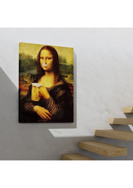 Bira Içme Mona Lisa Kanvas Tablo Olağandışı Mona Lisa Kanvas Tablo