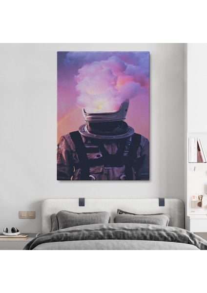 Beyni Yakılan Astronot Kanvas Tablo Gerçeküstü Pop Art Kanvas Tablo