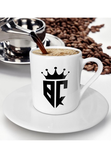 Gift Kişiye Özel Monogram Harfli Türk Kahvesi Fincanı, Monogram Logo Harf, Monogram, Baş Harfli, Ev ve Ofis Hediyesi