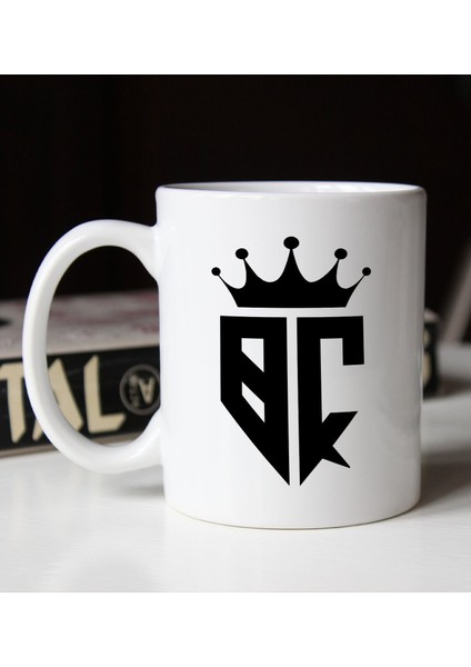 Gift Kişiye Özel Monogram Harfli Beyaz Kupa Bardak, Monogram Logo Harf, Monogram, Baş Harfli, Ev ve Ofis Hediyesi