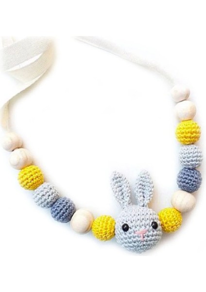 Hayal Dünyasi Beyaz Tavşanlı Renkli Emzirme Kolyesi Anne Bebek Kolyesi