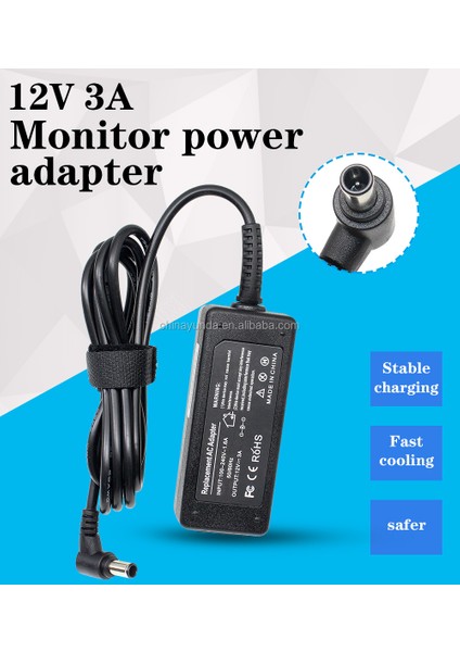 12V 3A 36W LCAP07F DSA-36W-12 1 36 Ac Güç Adaptörü Için Lg LCD LED Monitör Ekranı W1943SE W2284FT E2250V 1948SX Şarj 6.5x4.4mm Iğne Uç