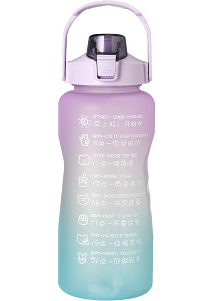 Ölçekli Motivasyonlu Su Şişesi Bpa-Free Fda 2000 ml Mor Mavi (Yurt Dışından)