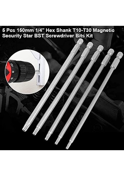 Uzun Delikli TORX150MM S2 Çelik Bits Uç