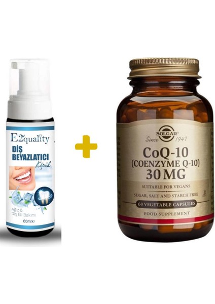 E2'Quality Diş Beyazlatıcı Köpük + Solgar Coenzyme Q-10 30 Mg 60 Kapsül