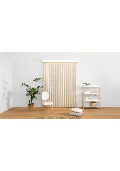 Keten Folded Tül Bej Rengi 1-2,5 Orta Sık Pile 300X260 cm