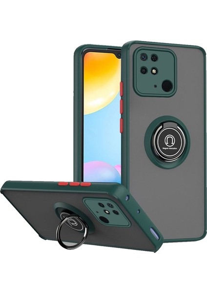 Xiaomi Redmi 10C Kılıf Yüzüklü Montreal Standlı Sert Silikon