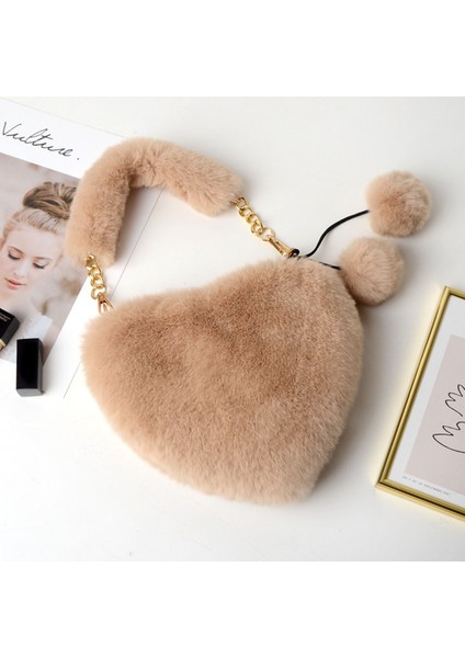 El Çantası Peluş Kadın Kalp Şekilli Zincir Çanta Küçük Top Kolye Sevimli Bayan Çanta (Yurt Dışından) fiyatları