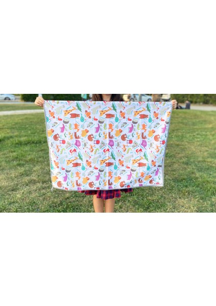 Zoo, Ebat: 145X180CM Yemek, Beslenme, Ek Gıdaya Geçişte, Sıvı Geçirmeyen, Yıkanabilir, Çok Amaçlı Örtü