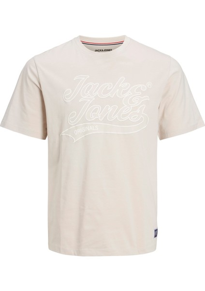 Yuvarlak Yaka Yazılı Kısa Kollu Bej Erkek T-Shirt 12227774