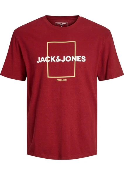 Jack & Jones Jcoexplored Tee Ss Crew Neck Mc Bordo Erkek T-Shirt 12231222-Bikin