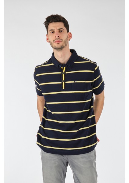 Çizgili Polo Yaka Regular Fit Erkek T-Shirt modelleri