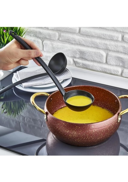 Pratik 4'lü Yanmaz Yapışmaz Teflon Servis Seti 220 Derece Dayanıklı Kepçe-Kevgir-Spatula-Kaşık indirimleri