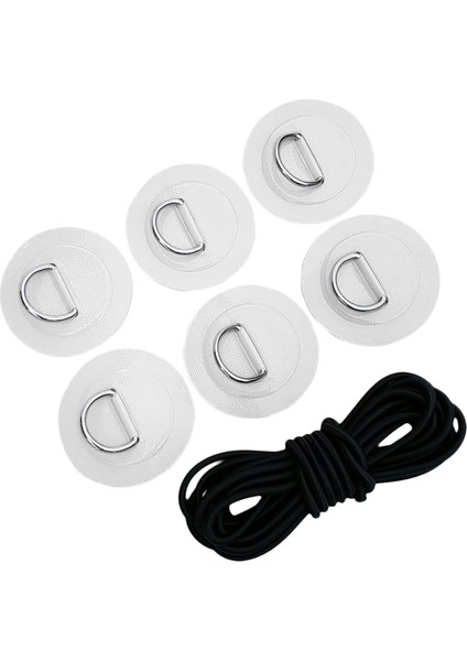 Stand Up Paddleboard Bungee Halat Güverte Tulum Kiti 6 Parça D-Ring Pad Patch Beyaz (Yurt Dışından)