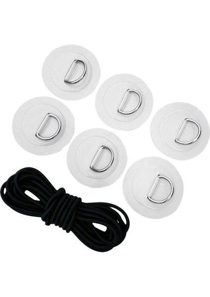 Stand Up Paddleboard Bungee Halat Güverte Tulum Kiti 6 Parça D-Ring Pad Patch Beyaz (Yurt Dışından)