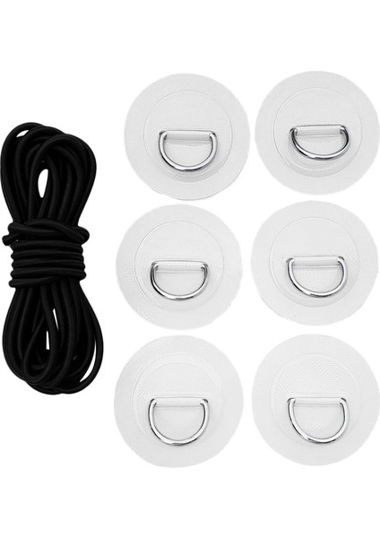 Stand Up Paddleboard Bungee Halat Güverte Tulum Kiti 6 Parça D-Ring Pad Patch Beyaz (Yurt Dışından)