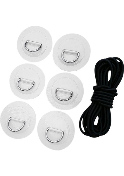 Stand Up Paddleboard Bungee Halat Güverte Tulum Kiti 6 Parça D-Ring Pad Patch Beyaz (Yurt Dışından)