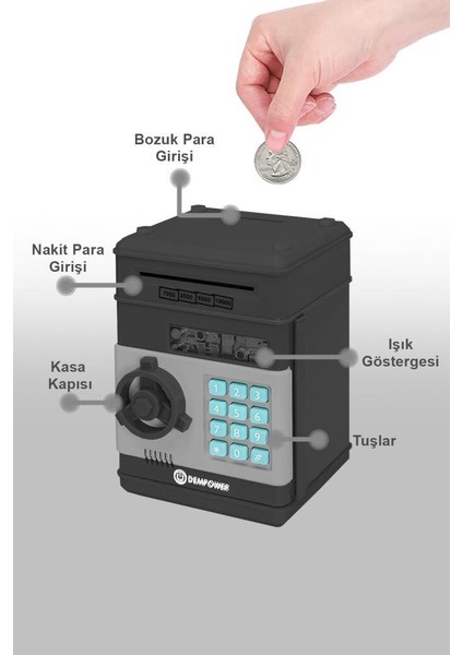 Dp-95 Şifreli Elektronik Kumbara Siyah