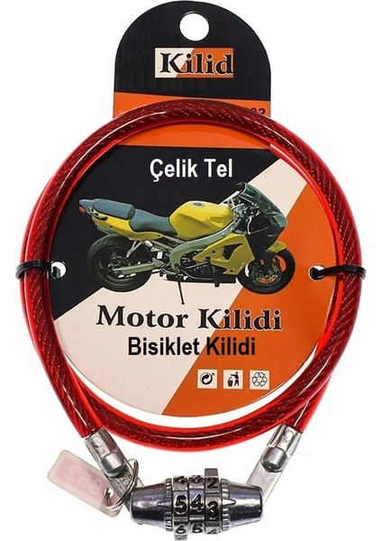 Efe Toys Şifreli Motor ve Bisiklet Scooter Kilidi 5X65 cm Çelik Güvenlik Kilidi