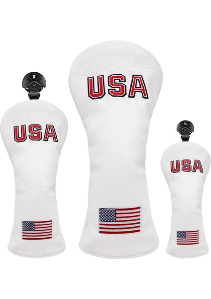 Pu Golf Kapağı Fairway Headcover Manşonu ile Sayı Etiketi Aksesuarları Beyaz (Yurt Dışından)