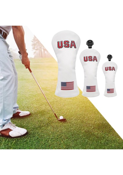 Pu Golf Kapağı Fairway Headcover Manşonu ile Sayı Etiketi Aksesuarları Beyaz (Yurt Dışından) modelleri