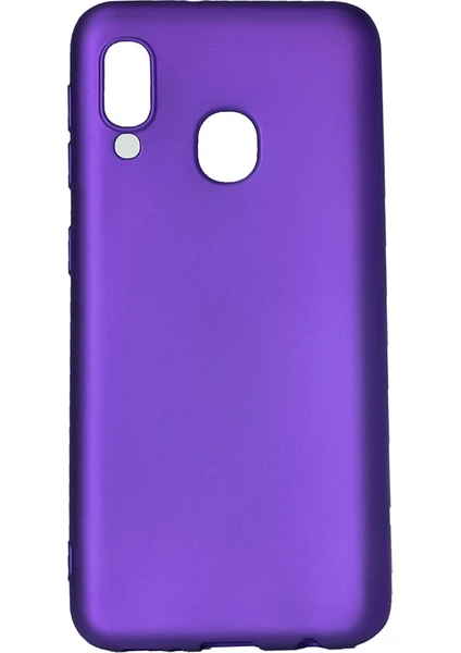 Case 4U Samsung Galaxy A40 Uyumlu Kılıf Klasik Mat Renkli Yumuşak Premier Silikon Mor