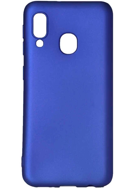 Case 4U Samsung Galaxy A40 Uyumlu Kılıf Klasik Mat Renkli Yumuşak Premier Silikon Saks Mavi