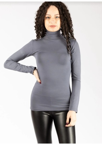 Kadın Boğazlı Penye Kumaş Body