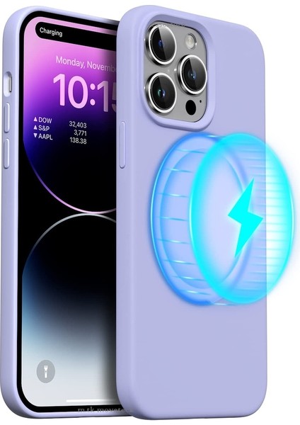 iPhone 14 Pro Kılıf Magsafe Wireless Şarj Özellikli Sıvı Jel Lansman Renkli Silikon Kılıf