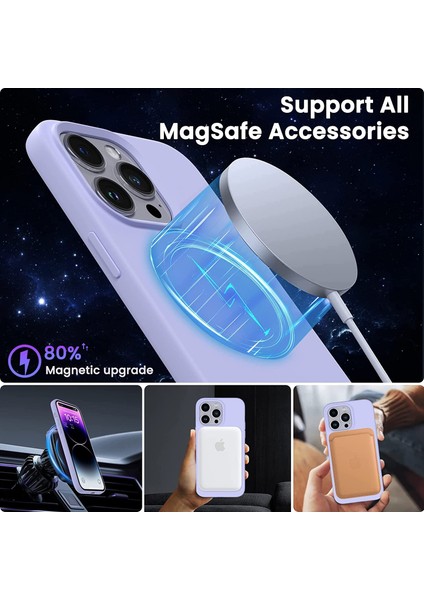 iPhone 14 Pro Kılıf Magsafe Wireless Şarj Özellikli Sıvı Jel Lansman Renkli Silikon Kılıf