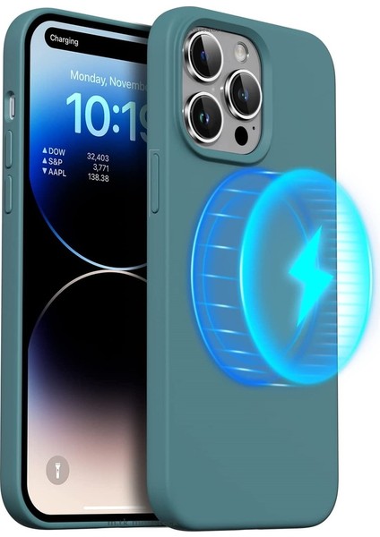 iPhone 13 Pro Max Kılıf Magsafe Wireless Şarj Özellikli Sıvı Jel Lansman Renkli Silikon