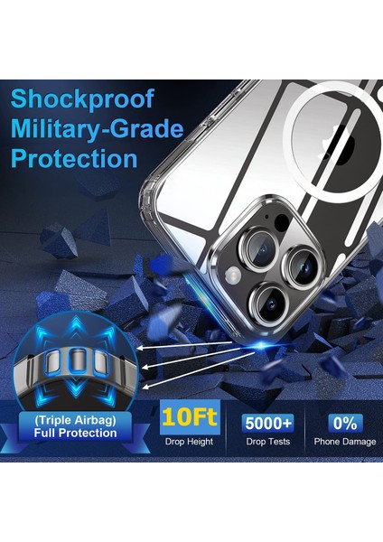 iPhone 14 Pro Kılıf Şeffaf Magsafe Özellik Wireless Darbe Emici Bumper Case