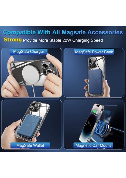 iPhone 14 Pro Kılıf Şeffaf Magsafe Özellik Wireless Darbe Emici Bumper Case