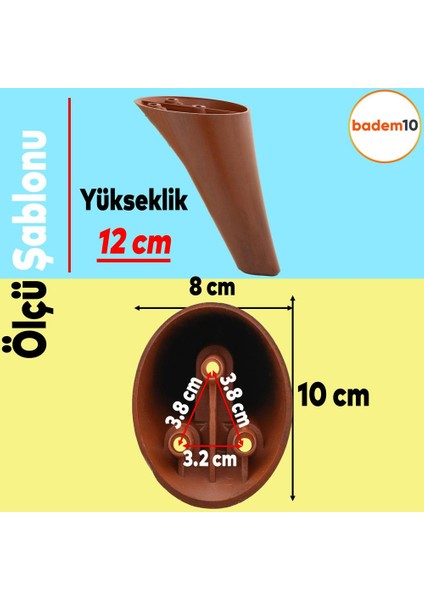 Napoli Lüks Mobilya Kanepe Tv Ünitesi Koltuk Ayağı 12 Cm Kahverengi Ahşap Desenli Baza Ayakları